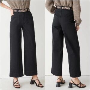 & Other Stories High Waist Flared Patch Pocket Jeans in Black